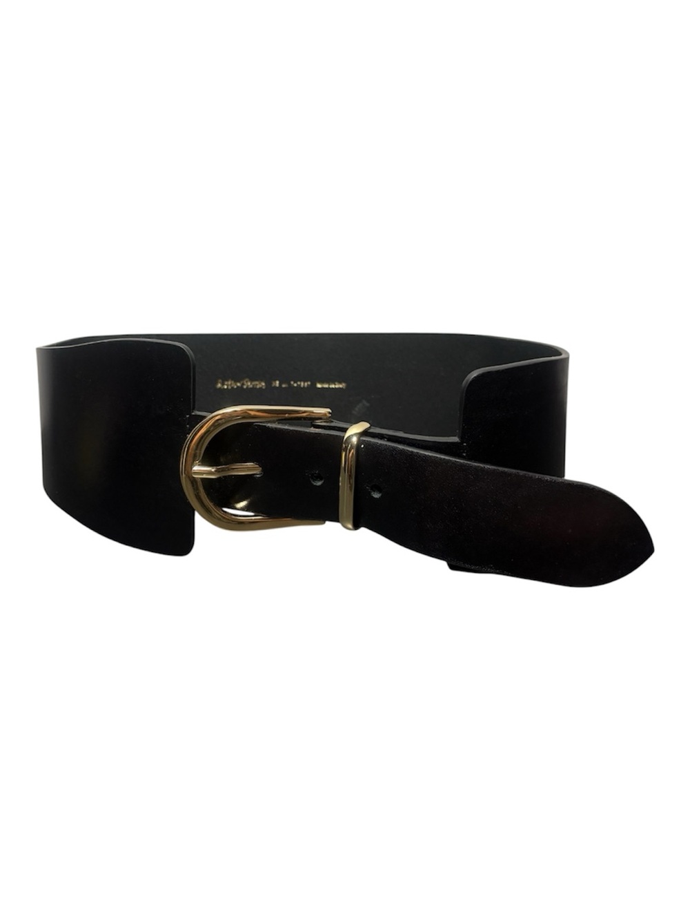 & OTHER STORIES Wide Black Leather Belt with Gold Buckle